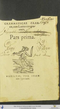 MARTINI CRVSII GRAMMATICAE GRAECAE, cum Latina congruentis, Pars prima.
