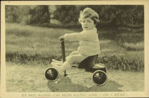 Et moi aussi j'ai mon auto! Une «un» bébé!