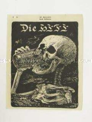 Britisches Abwurfflugblatt mit antideutscher Karikatur (Totenkopf)