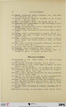 Miscellan-Medaillen (Nr. 2118-2131)