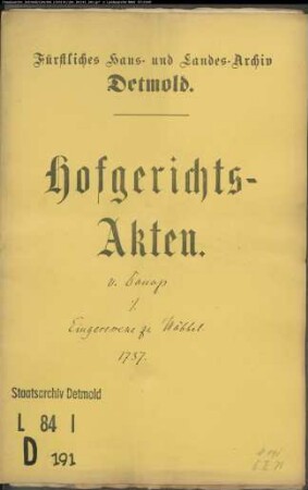 von Donop, Reichshofrat gegen Eingesessene zu Wöbbel - Jurisdiktion