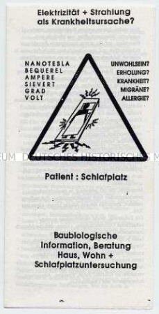 Werbeprospekt für baubiologische Informationen und Beratung