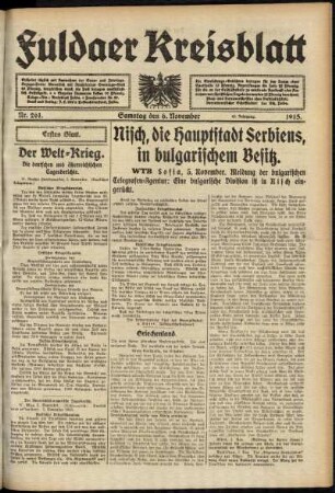 Erste Ausgabe vom Samstag, den 06. November 1915.