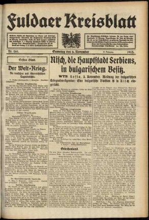 Erste Ausgabe vom Samstag, den 06. November 1915.