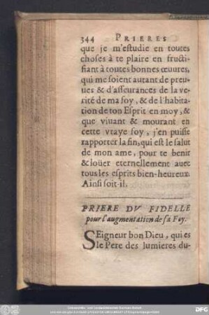 Priere Du Fidelle pour l'augmentation de sa Foy.