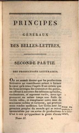 Principes généraux des belles-lettres, 2