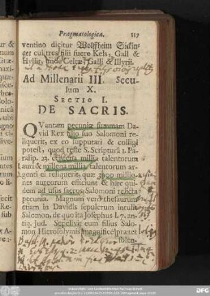 Sectio I. De Sacris.