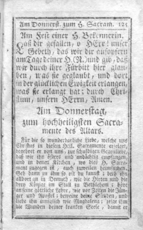Am Donnerstag, zum H. Sacramente.