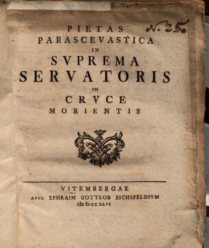 Pietas Parascevastica In Svprema Servatoris In Crvce Morientis