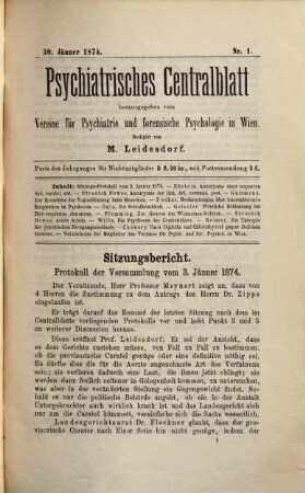 Psychiatrisches Centralblatt. 4. 1874