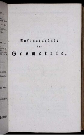 Anfangsgründe der Geometrie.