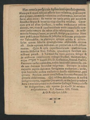 Haec omnia perspicius Aphorismus perstringemus.
