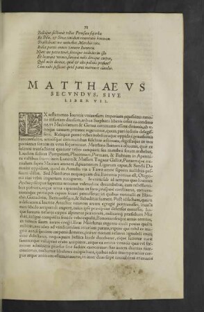 Matthaeus secundus, sive Liber VII.