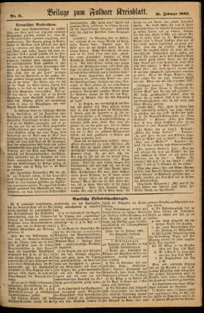 Zweite Ausgabe vom Dienstag, den 20. Februar 1883.