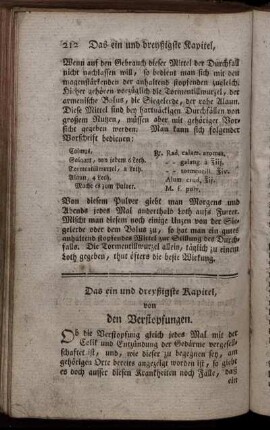 Das ein und dreyßigste Kapitel, von den Verstopfungen. - Das zwey und dreyßigste Kapitel, von der Rehe oder dem Verschlagen oder Verfangen.