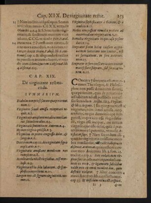 Cap. XIX. De virginitate restituenda