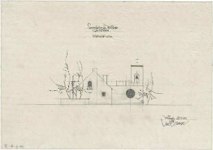 Gsaenger, Gustav; München - Großhadern, Ebernburgstr.; Ev. Notkirche, Reformations - Gedächtnis Kirche - Erweiterung, Westseite (Ansicht)