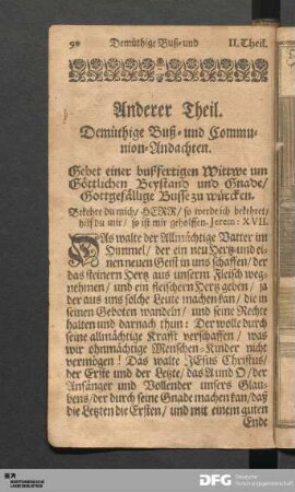 Anderer Theil. Demüthige Buß- und Communion-Andachten.
