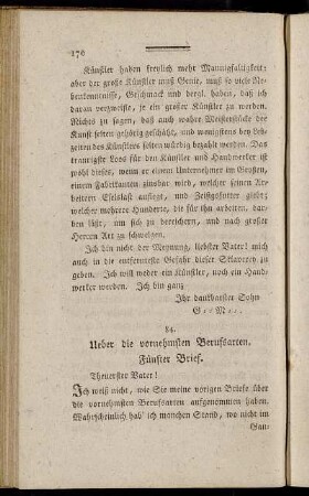84. Ueber die vornehmsten Berufsarten. Fünfter Brief