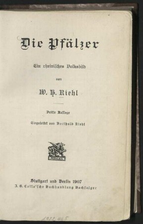 Die Pfälzer : ein rheinisches Volksbild