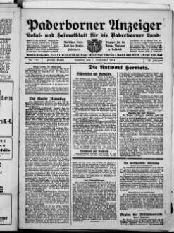 Paderborner Anzeiger : Lokal- und Heimatzeitung für das gesamte Paderborner Land : Tageszeitung für Jedermann : Publikationsorgan vieler Behörden