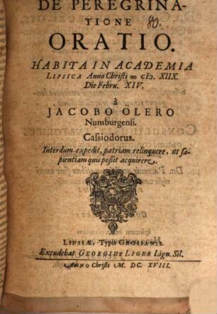 De peregrinatione oratio