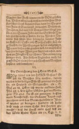 VI. Die Verrichtung des HErrn Meßia