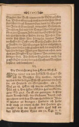 VI. Die Verrichtung des HErrn Meßia