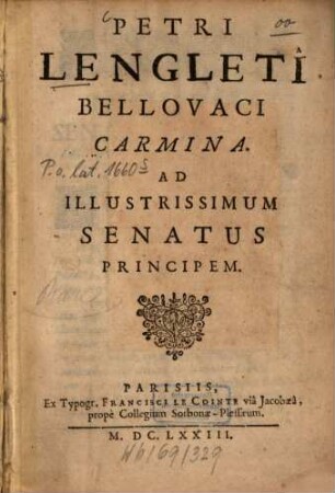 Carmina ad illustrissimum senatus principem