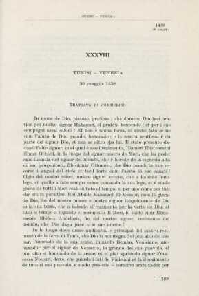 XXXVIII Tunisi - Venezia 30 maggio 1438