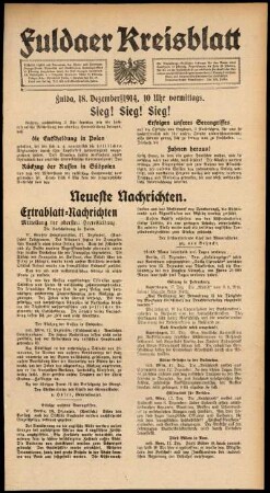 Zweite Ausgabe vom Freitag, den 18. Dezember 1914.