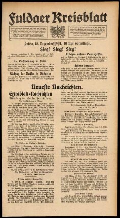 Zweite Ausgabe vom Freitag, den 18. Dezember 1914.