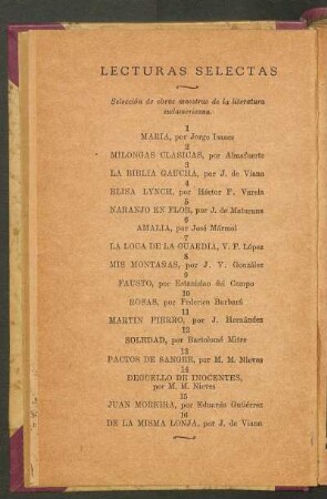 Selección de obras maestras de la literatura sudamericana.