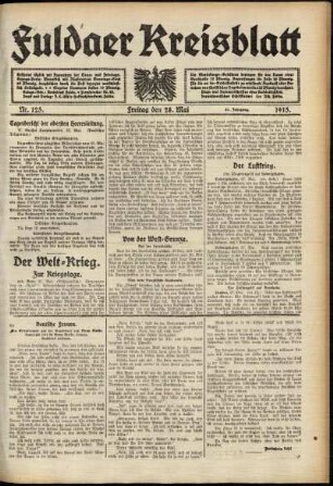Ausgabe vom Freitag, den 28. Mai 1915.