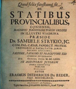 De statibus provincialibus disputatio