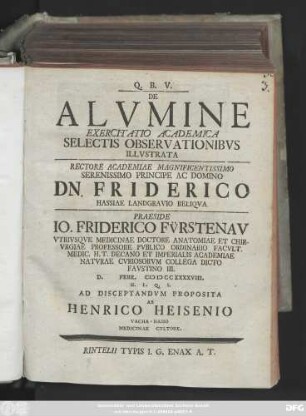 De Alvmine : Exercitatio Academica Selectis Observationibvs Illvstrata