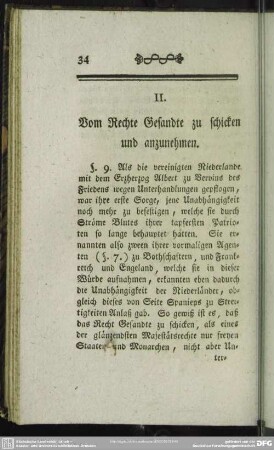 II. Vom Rechte Gesandte zu schicken und anzunehmen