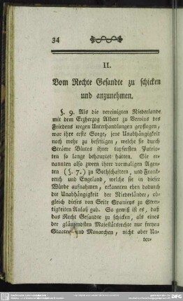 II. Vom Rechte Gesandte zu schicken und anzunehmen