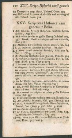 XXV. Scriptores Historici varii generis