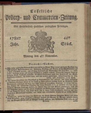 44tes Stueck, Montag den 4ten November. 1782