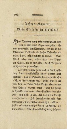 Achtes Kapitel. Mein Eintritt in die Welt