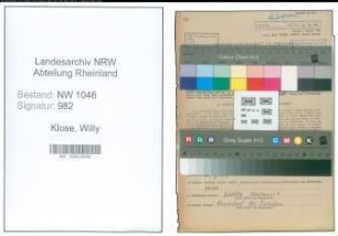 Entnazifizierung Willy Klose , geb. 25.03.1897 (Lehrer)