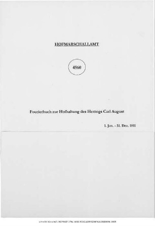 Fourierbuch zur Hofhaltung des Herzogs Carl August