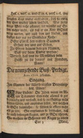 Die neunzehende Buß-Predigt. Anno 1720. gehalten.