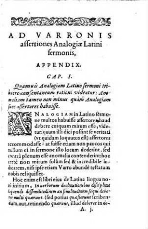 Ad M. Ter. Varronis assertiones analogiae sermonis latini Appendix