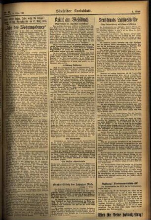 Zweite Ausgabe vom Mittwoch, den 13. März 1935.