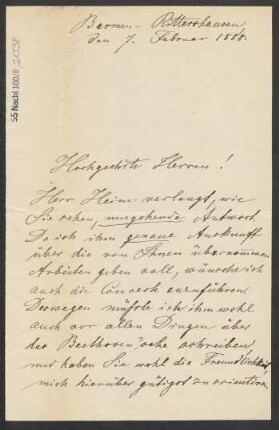 Brief an B. Schott's Söhne : 07.02.1888