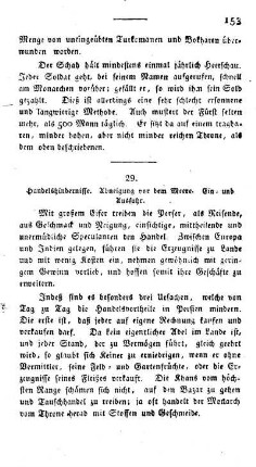 29. Handelshindernisse. Abneigung vor dem Meere. Ein- und Ausfuhr.