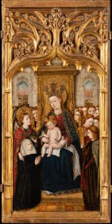 Thronende Madonna mit Kind, Engeln und Stifterin