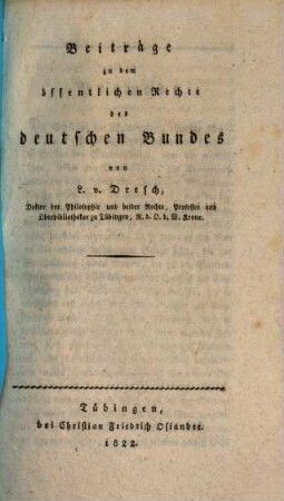 Oeffentliches Recht des deutschen Bundes, [3] : Beiträge